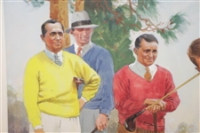 Original 'Robert Tyre Jones Jr. 1930' Lealand Gustavson Painting - With Hagen, Sarazen & Armour Circa 1967