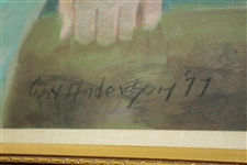 1977 Original Pastel Painting Of Sam Snead by Wilho H. Anderson - Framed