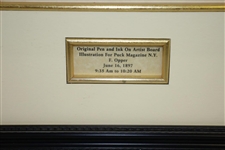 1897 Original Pen & Ink on Board Artist Illustration for Puck Magazine by Artist F. Opper