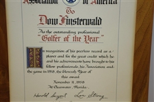 PGA Outstanding Professional Golfer of the Year to Dow Finsterwald - November 11, 1958