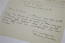 Harry Vardon Signed & Handwritten Note on Letterhead - May 8th, 1931 FULL JSA #BB52985