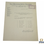 Harvey Penick Signed 1933 Ryder Cup Team Member Ballot - 12/29/32 JSA ALOA