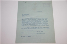 Tom Creavy Signed 1933 Ryder Cup Team Member Voting Inquiry - Why Not Him? JSA ALOA