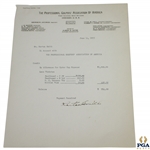 Horton Smith Signed 1933 Ryder Cup Expense Breakdown Sheet JSA ALOA