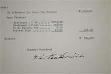 Horton Smith Signed 1933 Ryder Cup Expense Breakdown Sheet JSA ALOA