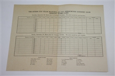 1935 Ryder Cup at Ridgewood Country Club Official Parking Pass & Scorecard with Map