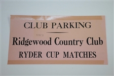 1935 Ryder Cup at Ridgewood Country Club Official Parking Pass & Scorecard with Map