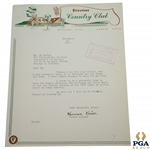 Herman Keiser Signed 1947 Ryder Cup Team Nomination Acceptance Letter JSA ALOA
