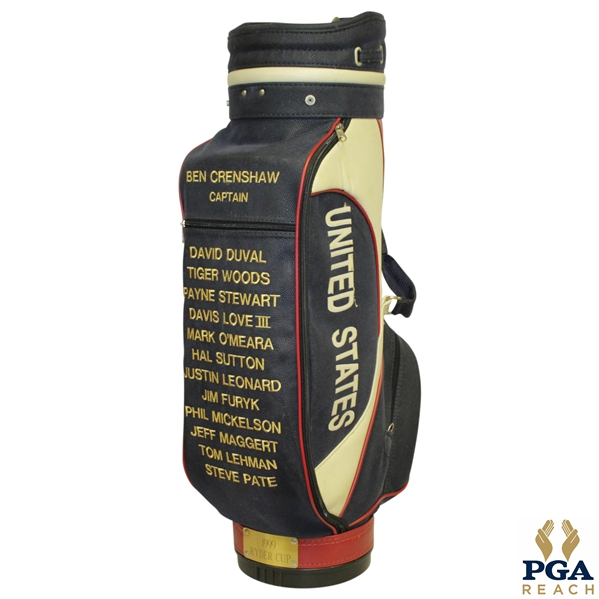 1999 Ryder Cup Commemorative Full Size Golf Bag with Ben Crenshaw Captain & Team Members Stitched