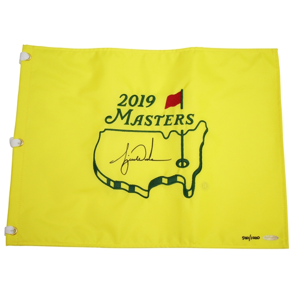 Tiger Woods Signed 2019 Masters Embroidered Flag Limited Ed