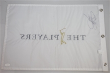 Rickie Fowler Signed The Players White Embroidered Flag JSA #GG76820