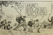 'The Sixth Tee' Cartoon No. 36 by Clare Briggs - Framed