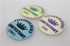 1961, 1962, & 1965 Titleholder's Championship Contestant Badges - Augusta, Ga.