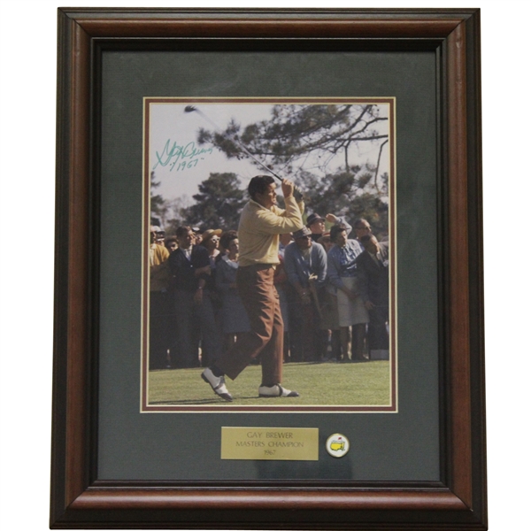 Gay Brewer Signed Masters Shot Display with Notation - Framed JSA ALOA