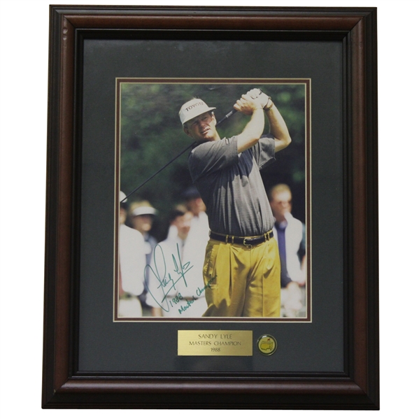 Sandy Lyle Signed Masters Shot Display with Notation - Framed JSA ALOA
