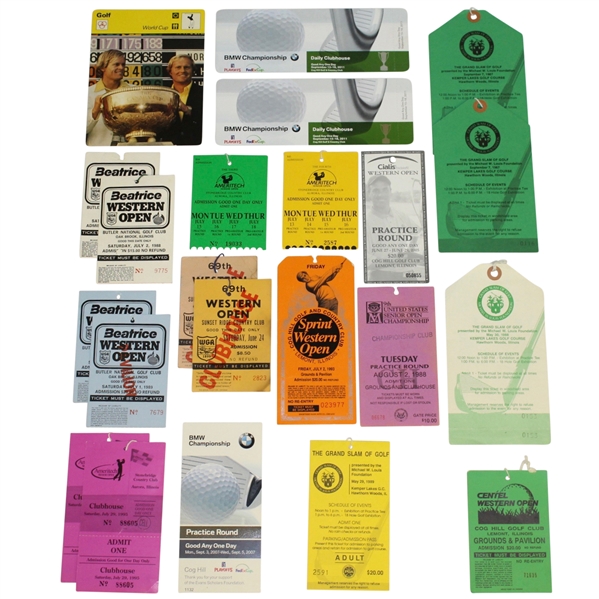 Assorted Golf Tournament Tickets & Senior Players Championship Ticket Signed by H.O.F., Hale Irwin, Tom Kite, Bernhard Langer JSA/AOLA
