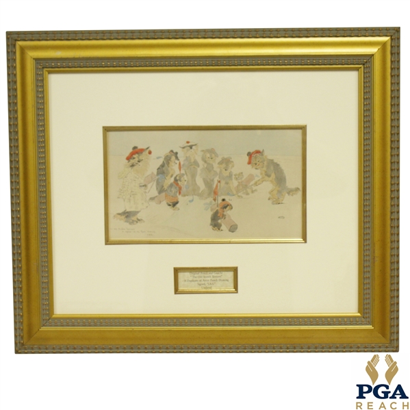 The Old Scotch Terriers Original Pencil And Gouache On Paper Signed by Artist JAS