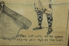 1899 Life Magazine Original Stitched Tapestry Of Golfing Couple