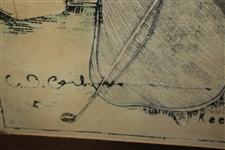 1899 Life Magazine Original Stitched Tapestry Of Golfing Couple