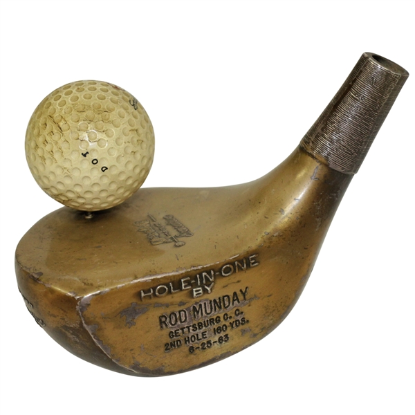 Rod Mundays 1963 Hole In One Award From Round w/ Dwight D Eisenhower at Gettysburg CC
