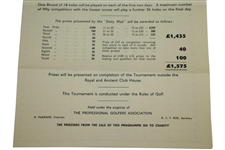 1945 'Daily Mail' Golf Tournament at Old Course St Andrews Advertising Flyer w/ Pairings