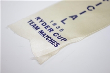 1935 Ryder Cup at Ridgewood Country Club Officials Badge & Ribbon - Seldom Seen