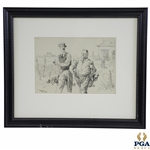 Circa 1910 Pastel & Ink on Board by Artist Frank Reynolds - Framed