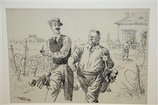 Circa 1910 Pastel & Ink on Board by Artist Frank Reynolds - Framed
