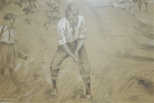 Original Ink, Pencil, Chalk And Gouache On Board Signed by Artist - Framed