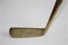 Diriduff Gold Plated Wood Shafted Putter - Stamped In Head, With Four Leaf Clover Logos