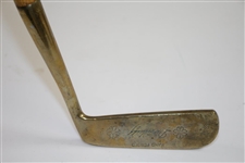 Diriduff Gold Plated Wood Shafted Putter - Stamped In Head, With Four Leaf Clover Logos