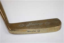 Diriduff Gold Plated Wood Shafted Putter - Stamped In Head, With Four Leaf Clover Logos