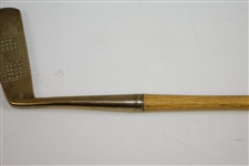 Diriduff Gold Plated Wood Shafted Putter - Stamped In Head, With Four Leaf Clover Logos