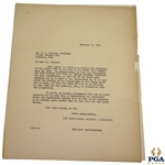 1930 Scioto Country Club Letter of Acceptance for 1931 Ryder Cup Matches Tournament