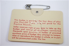 1970 Masters Tournament Series Badge #12515 - Billy Casper Win