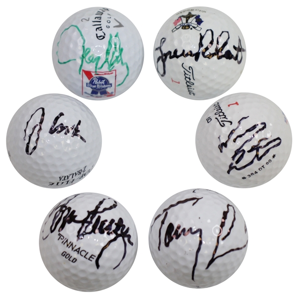 John Cook, Jerry Kelly, Woody Austin, Loren Roberts, Tom Purtzer, & Tommy Armour III Signed Golf Balls JSA ALOA