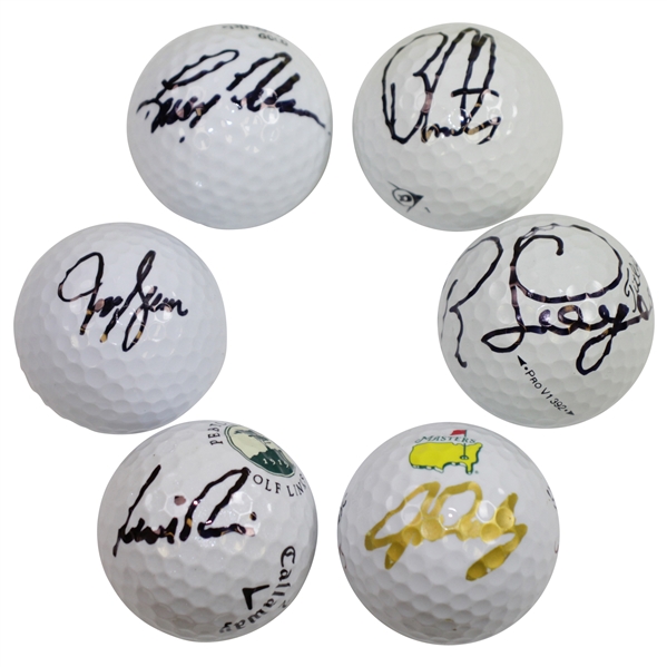 John Daly, Nick Price, Bernhard Langer, Ben Curtis, Jeff Sluman, & Larry Nelson Signed Golf Balls JSA ALOA