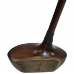W Collins Oval Near-Center Shafted Mallet Putter with Brass Plate Face - Wright & Ditson Shaft Stamp