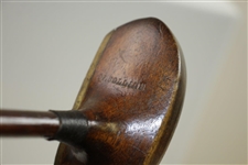 W Collins Oval Near-Center Shafted Mallet Putter with Brass Plate Face - Wright & Ditson Shaft Stamp