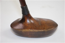 W Collins Oval Near-Center Shafted Mallet Putter with Brass Plate Face - Wright & Ditson Shaft Stamp