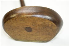 W Collins Oval Near-Center Shafted Mallet Putter with Brass Plate Face - Wright & Ditson Shaft Stamp