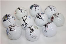 Ten PGA Champions Signed Winning Course Logo Golf Balls JSA ALOA