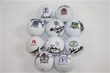 Ten PGA Champions Signed Winning Course Logo Golf Balls JSA ALOA