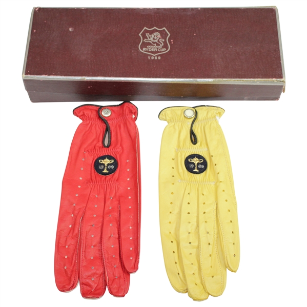 Two 1969 Ryder Cup at Birkdale Logo Dated Golf Gloves with Presentation Box
