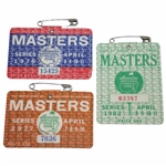 1976, 1977, & 1982 Masters Tournament Series Badges #15425, #7036, & #03387