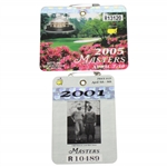 2001 & 2005 Masters Tournament Series Badges #R10489 & #R13120 - Tiger Woods Wins