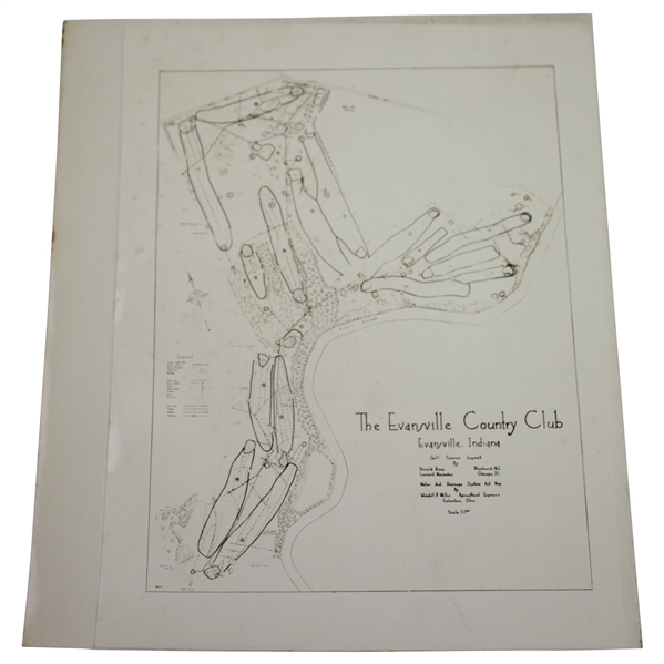 1920s The Evansville Country Club, Evansville, IN. Course Layout Plan Photo - Wendell Miller Collection