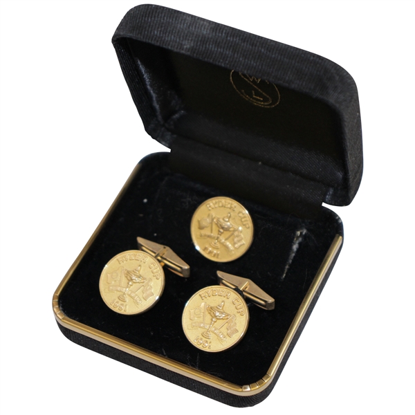 Mark Calcavecchias 1991 Ryder Cup at Kiawah Team Member 10k Gold Cuff Links & Pin in Original Box