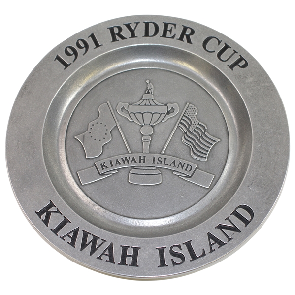Mark Calcavecchias Personal 1991 Ryder Cup at Kiawah Island Pewter Plate