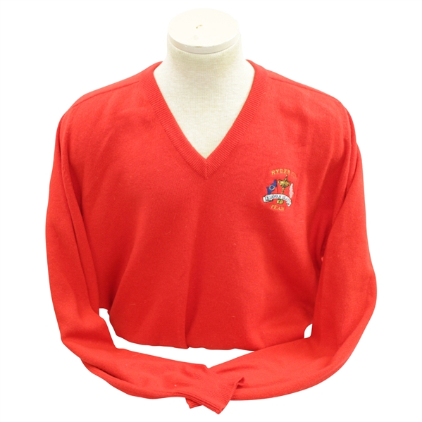 Mark Calcavecchias 1991 Ryder Cup USA Team Issued Cashmere Red Long Sleeve Sweater - XL